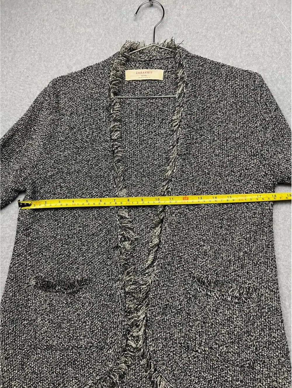 Zara Knit Womens Metallic Distressed Open Front Cardigan Sweater M Chic - Picture 8 of 10